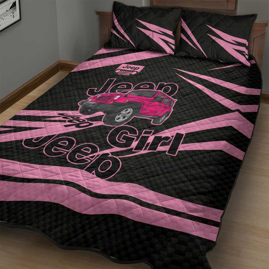 Jeep Girl Pink Edition Quilt Bed Set Bold Comic-Inspired Graphic Style