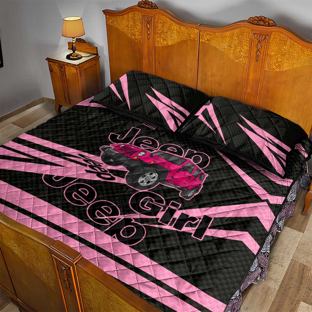 Jeep Girl Pink Edition Quilt Bed Set Bold Comic-Inspired Graphic Style
