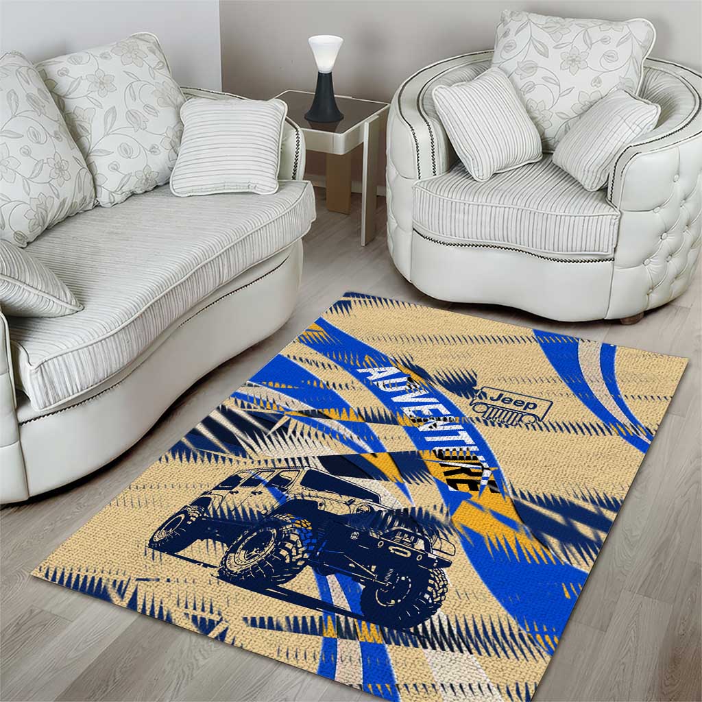 Jeep Off-Road Adventure Area Rug Grunge Plaid Graphic Style TS04