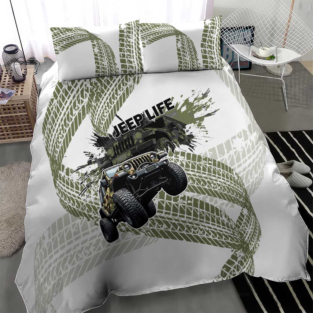 Jeep Life Bedding Set Grunge Camo Off-Road Art