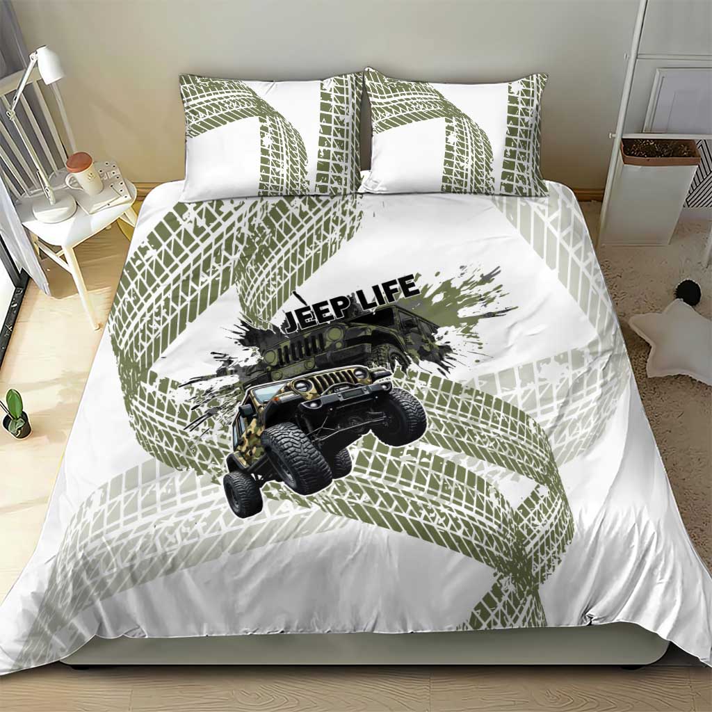 Jeep Life Bedding Set Grunge Camo Off-Road Art