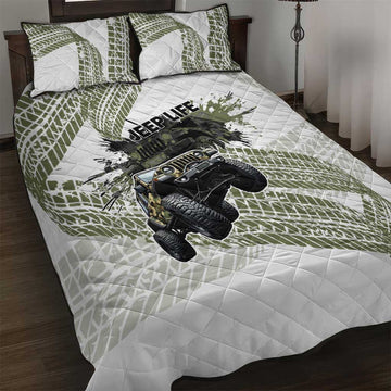 Jeep Life Quilt Bed Set Grunge Camo Off-Road Art