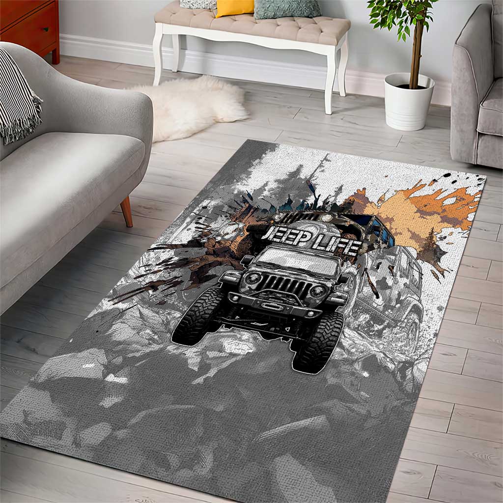 Jeep Life Area Rug Muddy Terrain Grunge Illustration TS04