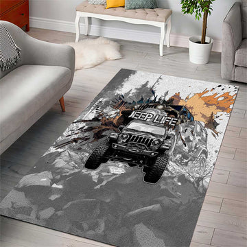Jeep Life Area Rug Muddy Terrain Grunge Illustration TS04