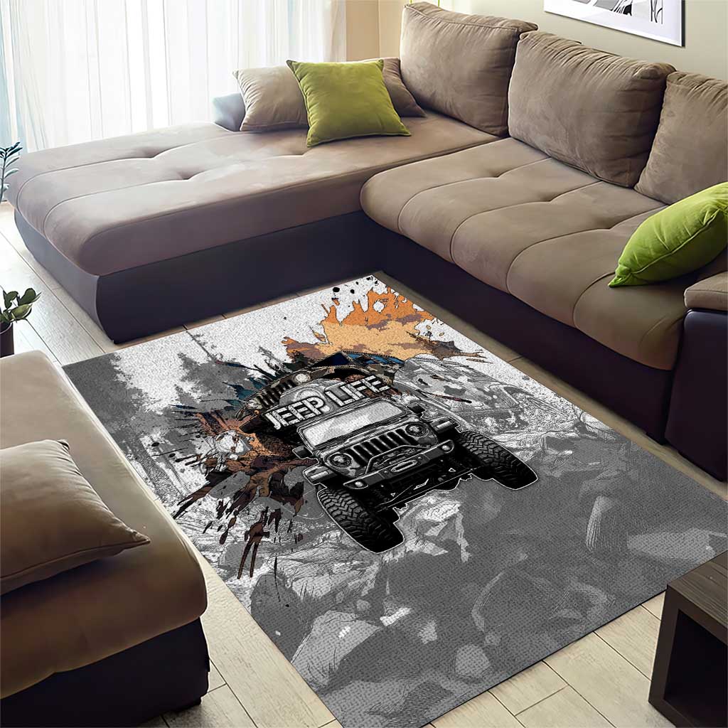 Jeep Life Area Rug Muddy Terrain Grunge Illustration TS04
