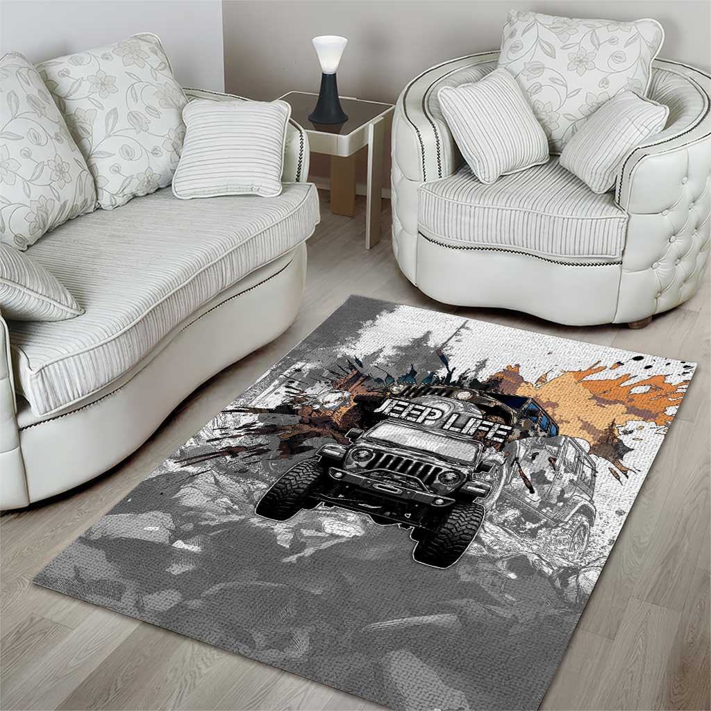 Jeep Life Area Rug Muddy Terrain Grunge Illustration TS04