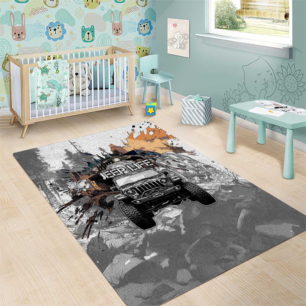 Jeep Life Area Rug Muddy Terrain Grunge Illustration TS04