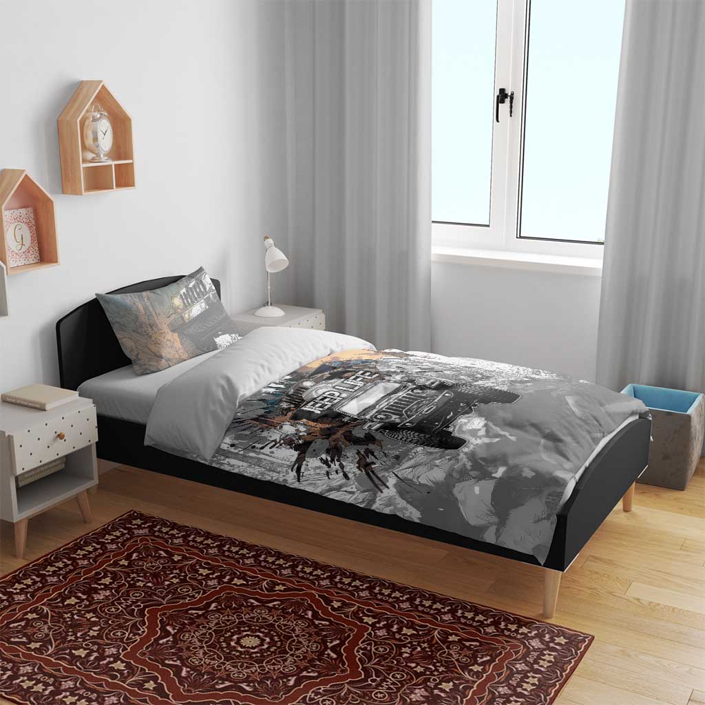Jeep Life Bedding Set Muddy Terrain Grunge Illustration