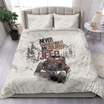 Old Man Jeep Off Road Bedding Set Never Underestimate Quote Vintage Mountain 4x4 Adventure