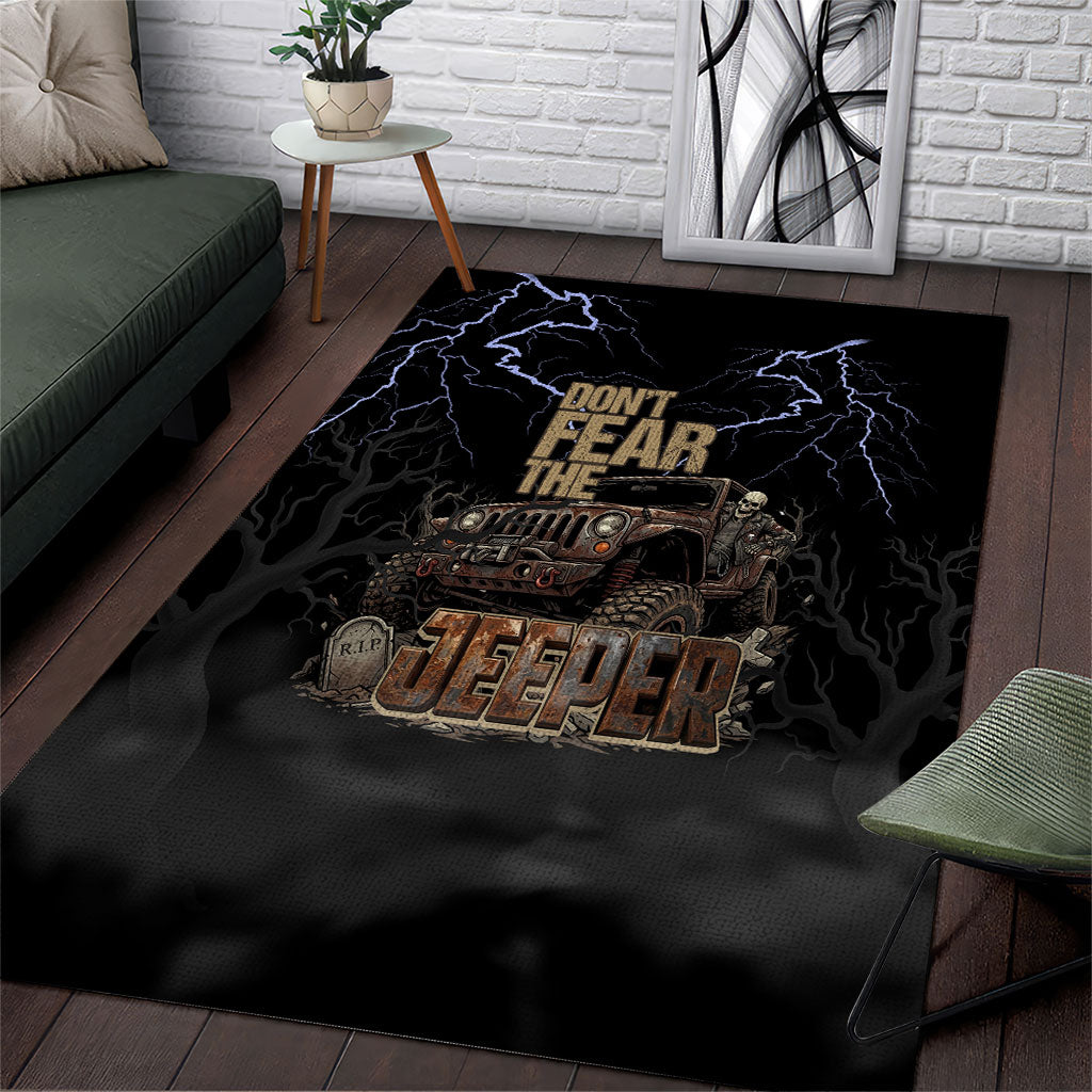 Offroad Jeeper Area Rug Lightning Storm 4x4 Adventure Skull Driver Rugged Offroad Art TS04