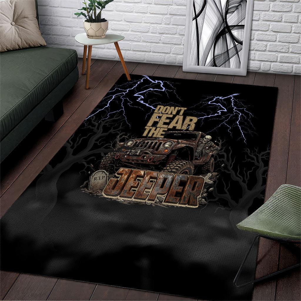 Offroad Jeeper Area Rug Lightning Storm 4x4 Adventure Skull Driver Rugged Offroad Art TS04