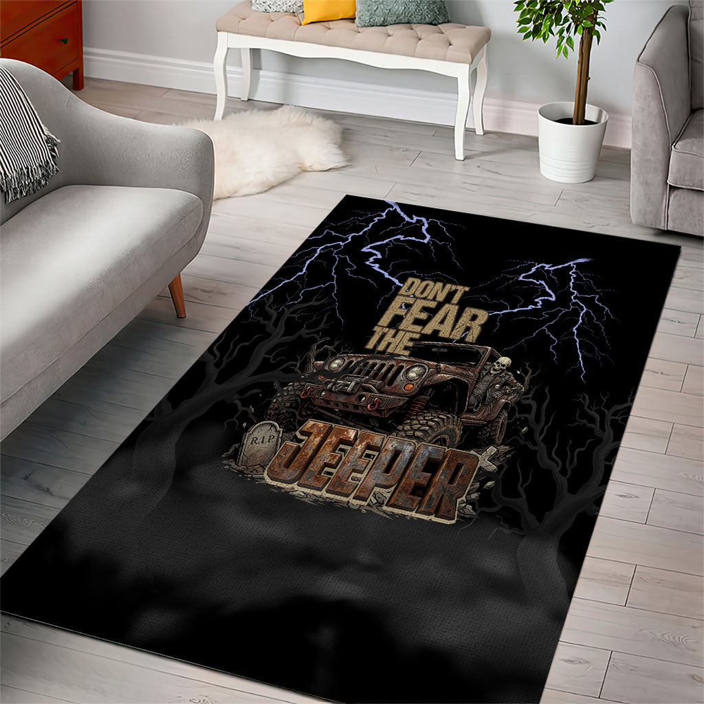 Offroad Jeeper Area Rug Lightning Storm 4x4 Adventure Skull Driver Rugged Offroad Art TS04