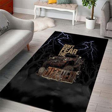 Offroad Jeeper Area Rug Lightning Storm 4x4 Adventure Skull Driver Rugged Offroad Art TS04