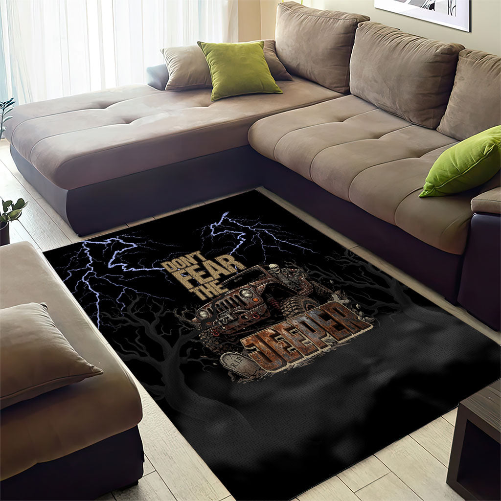 Offroad Jeeper Area Rug Lightning Storm 4x4 Adventure Skull Driver Rugged Offroad Art TS04