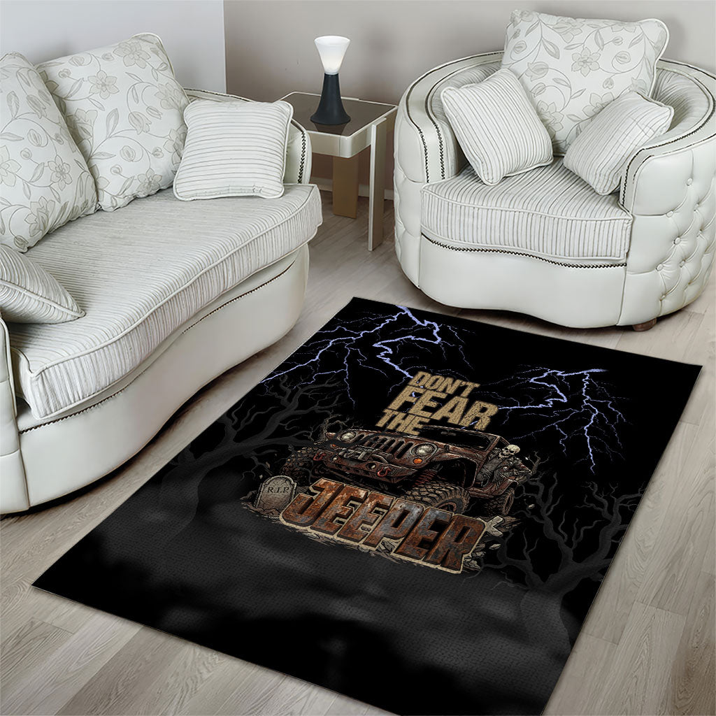 Offroad Jeeper Area Rug Lightning Storm 4x4 Adventure Skull Driver Rugged Offroad Art TS04