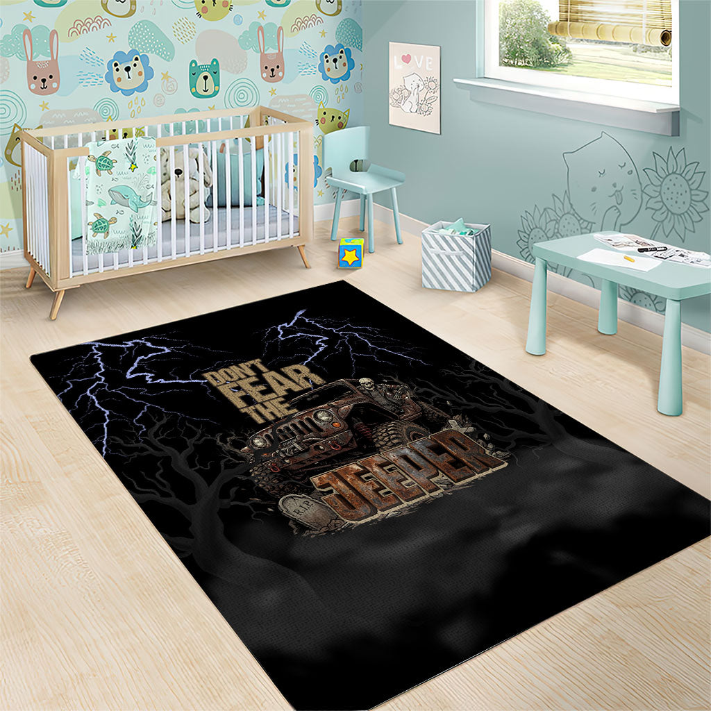 Offroad Jeeper Area Rug Lightning Storm 4x4 Adventure Skull Driver Rugged Offroad Art TS04