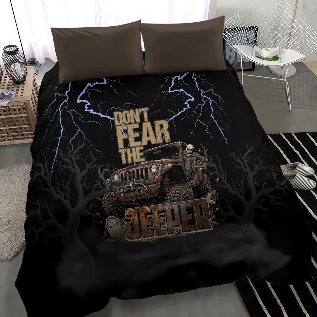 Offroad Jeeper Bedding Set Lightning Storm 4x4 Adventure Skull Driver Rugged Offroad Art