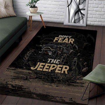 Jeep Off-Road Area Rug Don’t Fear The Jeeper Dark Skull Offroad Adventure Graphic TS04