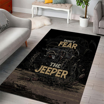 Jeep Off-Road Area Rug Don’t Fear The Jeeper Dark Skull Offroad Adventure Graphic TS04