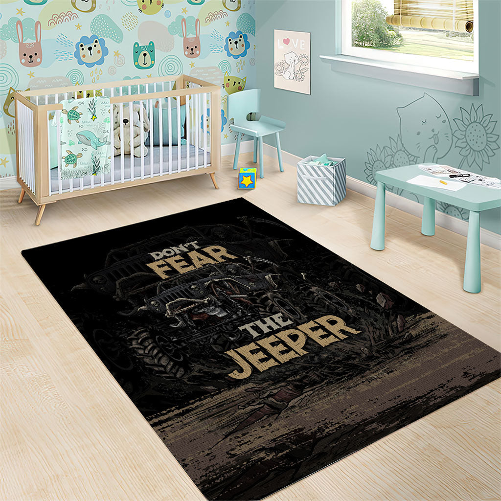 Jeep Off-Road Area Rug Don’t Fear The Jeeper Dark Skull Offroad Adventure Graphic TS04
