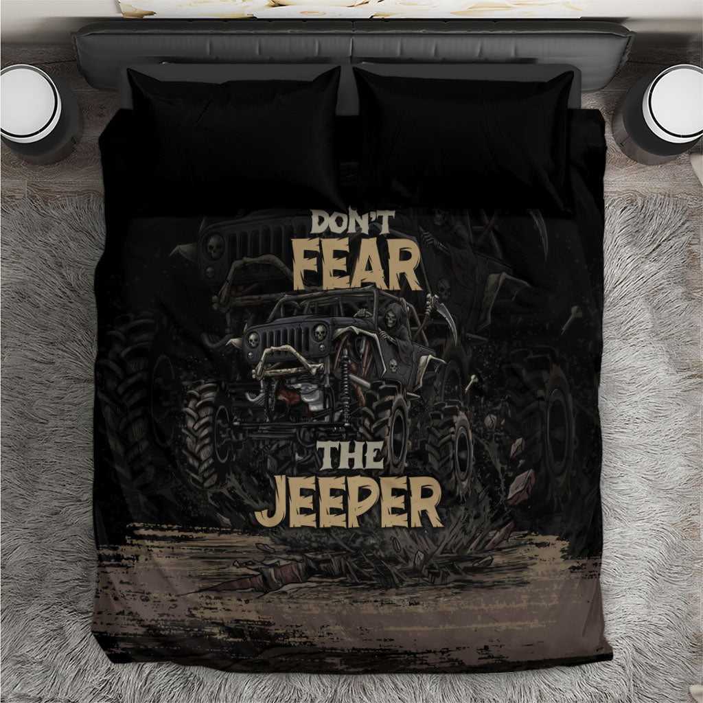 Jeep Off-Road Bedding Set Don’t Fear The Jeeper Dark Skull Offroad Adventure Graphic
