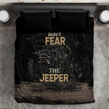 Jeep Off-Road Bedding Set Don’t Fear The Jeeper Dark Skull Offroad Adventure Graphic