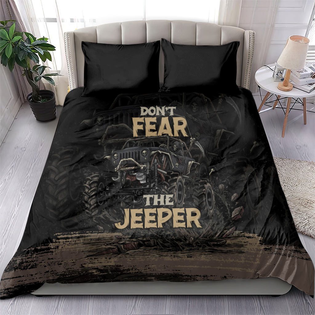Jeep Off-Road Bedding Set Don’t Fear The Jeeper Dark Skull Offroad Adventure Graphic