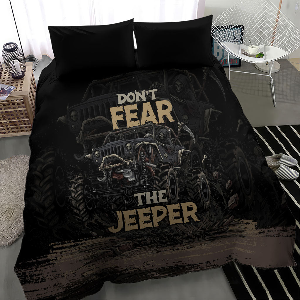 Jeep Off-Road Bedding Set Don’t Fear The Jeeper Dark Skull Offroad Adventure Graphic