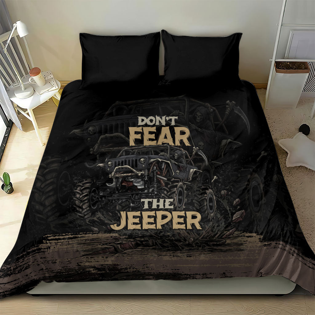 Jeep Off-Road Bedding Set Don’t Fear The Jeeper Dark Skull Offroad Adventure Graphic