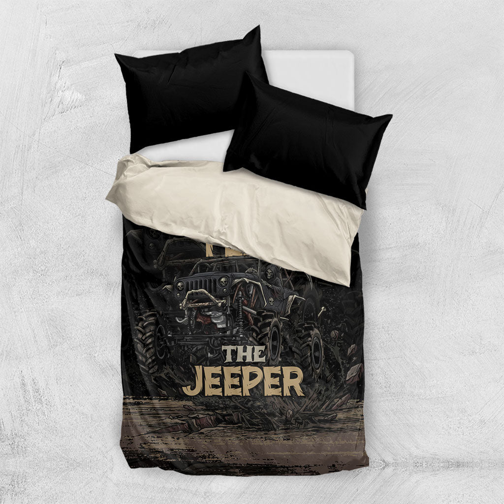Jeep Off-Road Bedding Set Don’t Fear The Jeeper Dark Skull Offroad Adventure Graphic