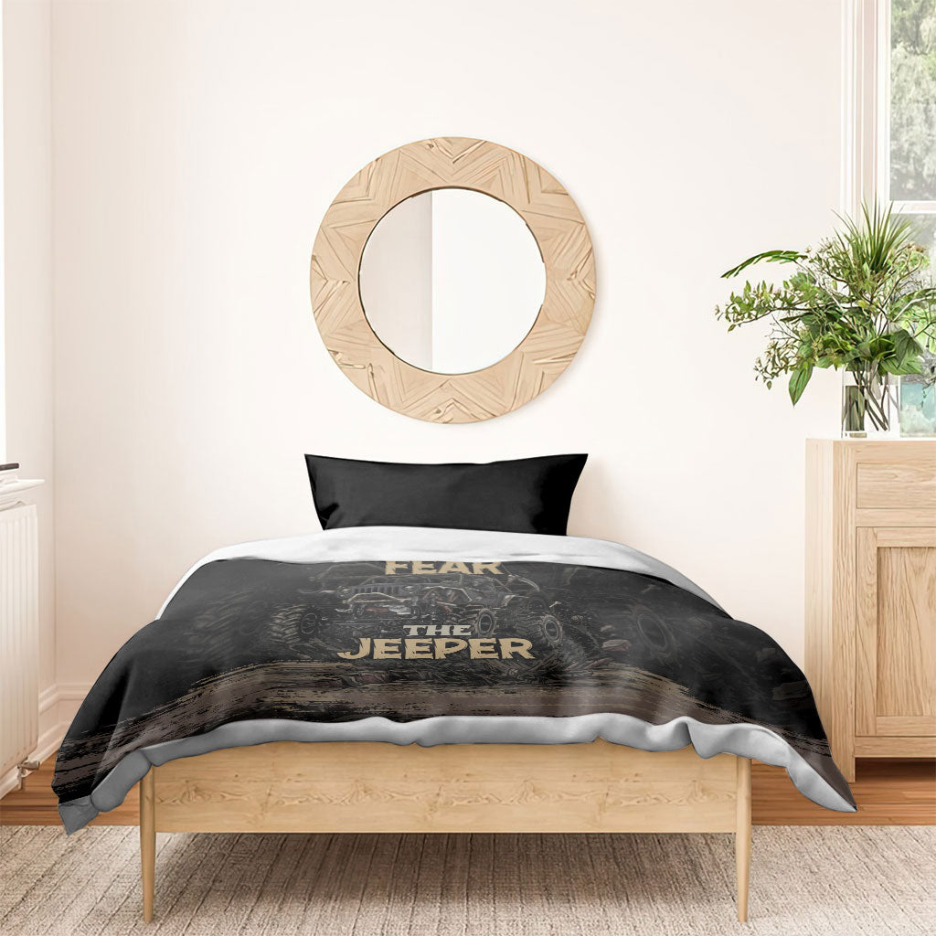 Jeep Off-Road Bedding Set Don’t Fear The Jeeper Dark Skull Offroad Adventure Graphic