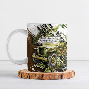 Jeep 85th Anniversary Off Road Car Ceramic Mug Watercolor Military Willys Offroad Vehicle Graphic Print