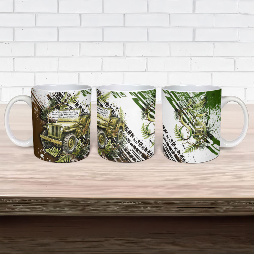Jeep 85th Anniversary Off Road Car Ceramic Mug Watercolor Military Willys Offroad Vehicle Graphic Print