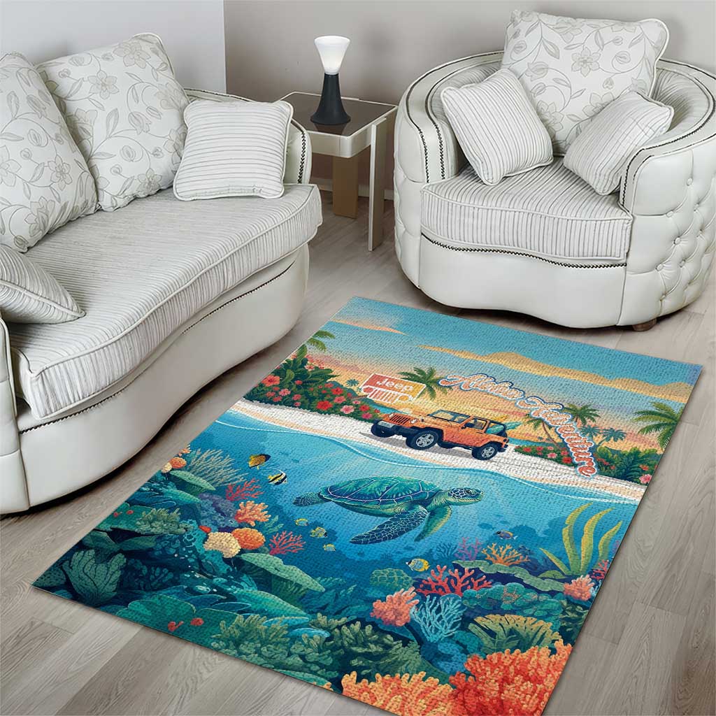 Aloha Jeep Island Cruise Area Rug Tropical Beach Surf Art Style TS04