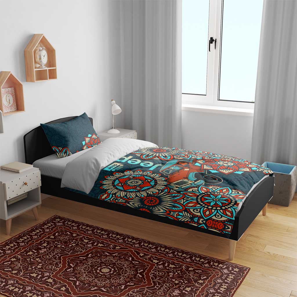 Jeep Mandala Drive Bedding Set Boho Tribal Floral Art Style