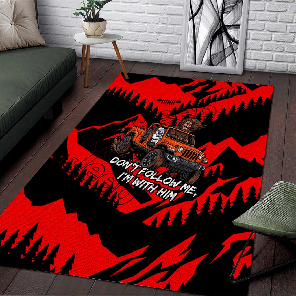 Bigfoot Jeep Legends Club Area Rug Bold Wilderness Cartoon Style TS04