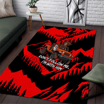 Bigfoot Jeep Legends Club Area Rug Bold Wilderness Cartoon Style TS04