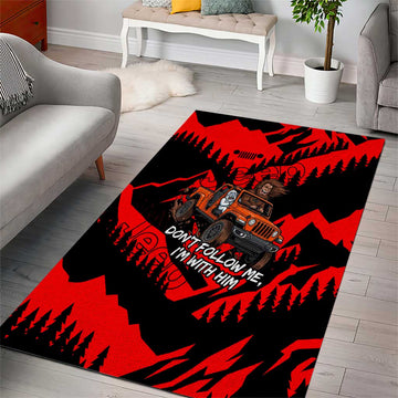 Bigfoot Jeep Legends Club Area Rug Bold Wilderness Cartoon Style TS04