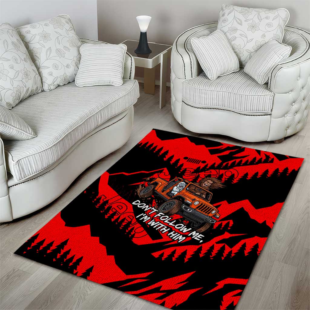 Bigfoot Jeep Legends Club Area Rug Bold Wilderness Cartoon Style TS04
