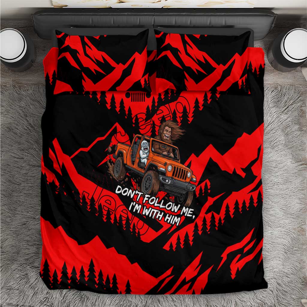 Bigfoot Jeep Legends Club Bedding Set Bold Wilderness Cartoon Style