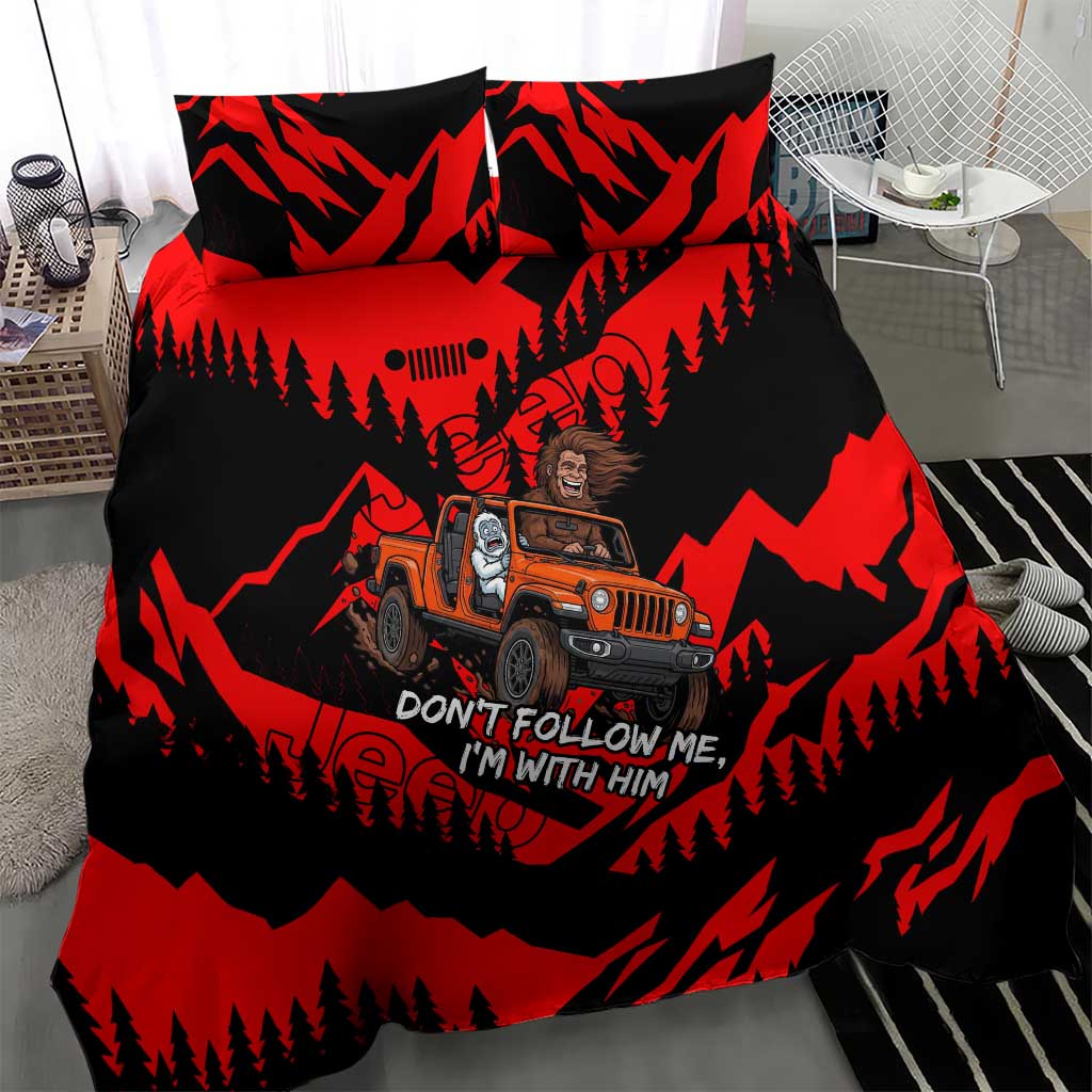 Bigfoot Jeep Legends Club Bedding Set Bold Wilderness Cartoon Style