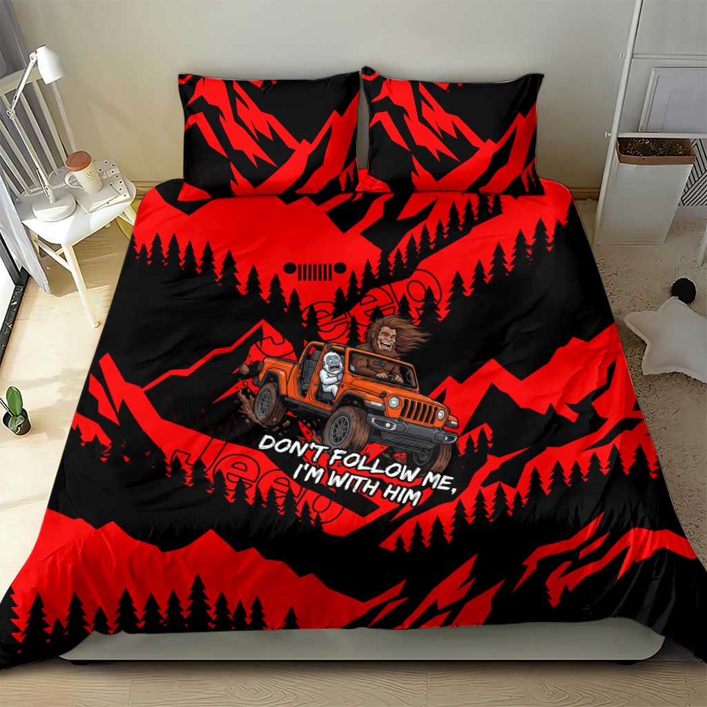 Bigfoot Jeep Legends Club Bedding Set Bold Wilderness Cartoon Style