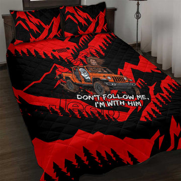 Bigfoot Jeep Legends Club Quilt Bed Set Bold Wilderness Cartoon Style