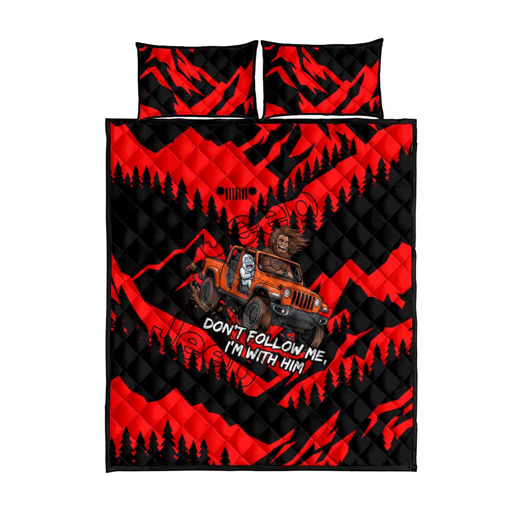 Bigfoot Jeep Legends Club Quilt Bed Set Bold Wilderness Cartoon Style
