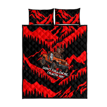 Bigfoot Jeep Legends Club Quilt Bed Set Bold Wilderness Cartoon Style