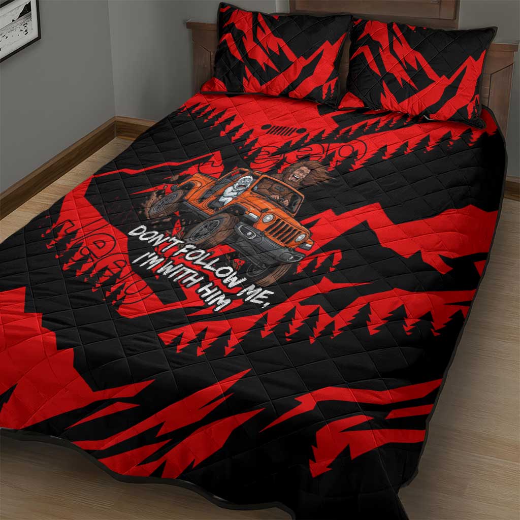 Bigfoot Jeep Legends Club Quilt Bed Set Bold Wilderness Cartoon Style