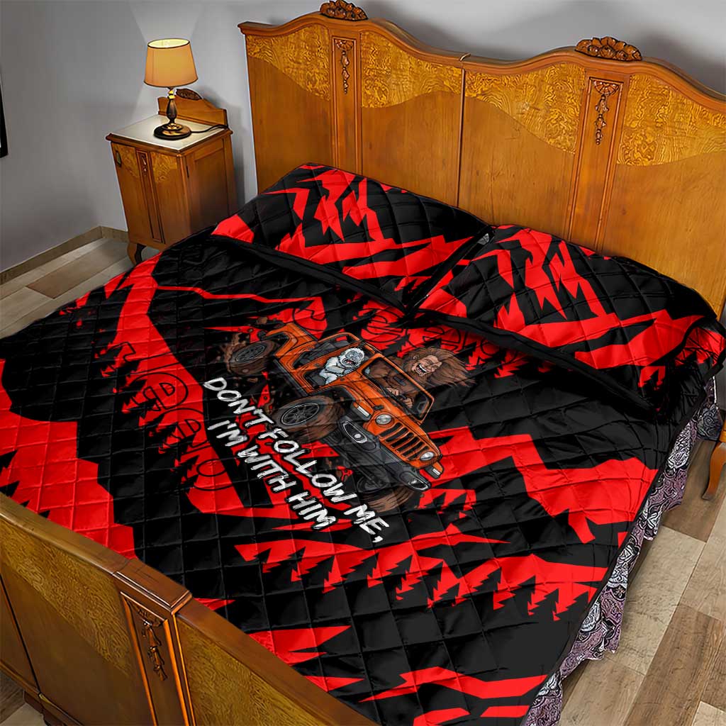 Bigfoot Jeep Legends Club Quilt Bed Set Bold Wilderness Cartoon Style