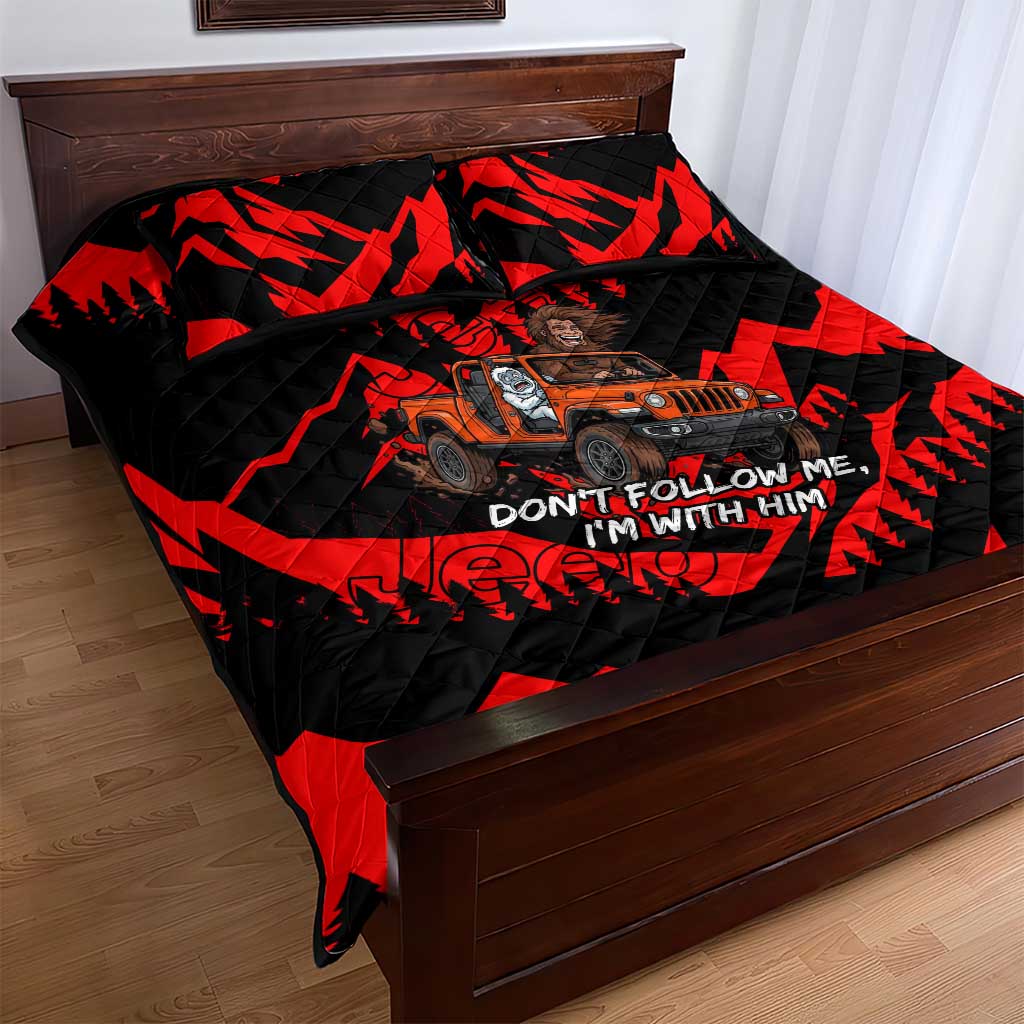 Bigfoot Jeep Legends Club Quilt Bed Set Bold Wilderness Cartoon Style