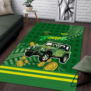 St Patrick Off-Road 4x4 Adventure Jeep Area Rug Lucky Clover Trail Ride Irish Green Adventure TS04