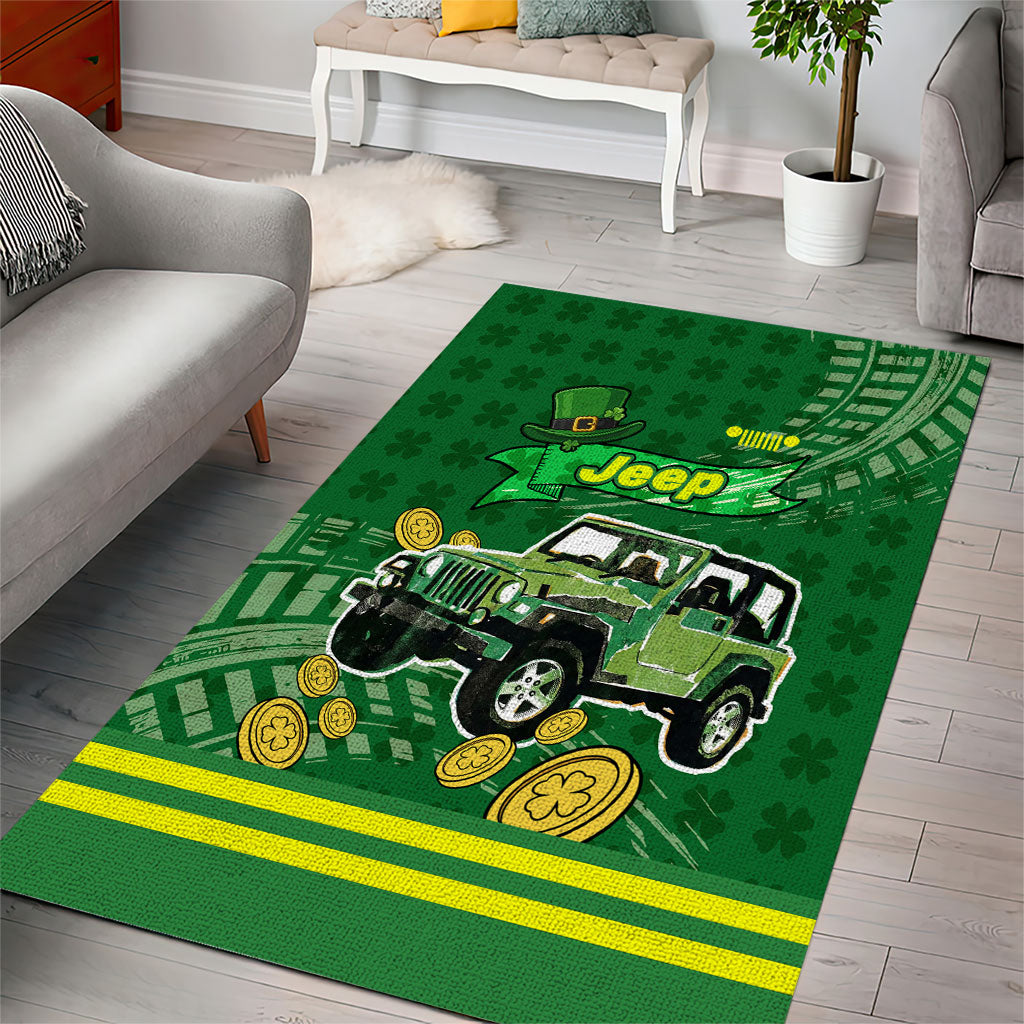 St Patrick Off-Road 4x4 Adventure Jeep Area Rug Lucky Clover Trail Ride Irish Green Adventure TS04